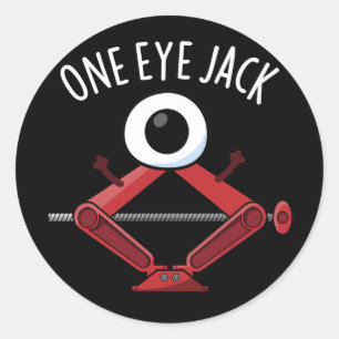 Pegatina Redonda One Eye Jack Funny Car Jack Pun Dark BG