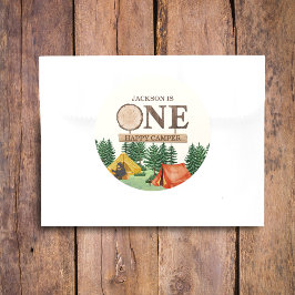 Pegatina Redonda ONE Happy Camper 1º cumpleaños