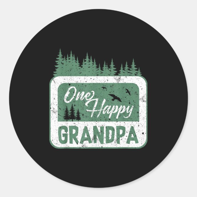 Pegatina Redonda One Happy Grandpa Camper 1st Birthday Camng Bear  (Anverso)