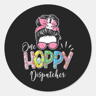 Pegatina Redonda One Hoppy Dispatcher - Emergencia de Conejo de Pas