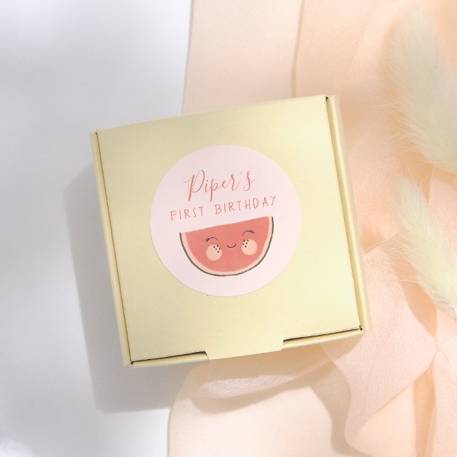 Pegatina Redonda One In A Melon First Birthday Party  (Subido por el creador)