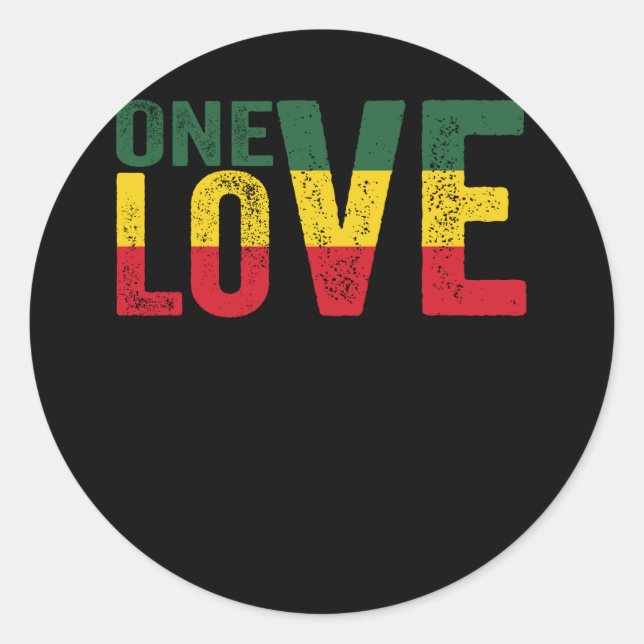 Pegatina Redonda One Love Jamaican Rasta Reggae (Anverso)