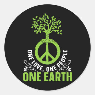 Pegatina Redonda One Love One People One Earth International Day of
