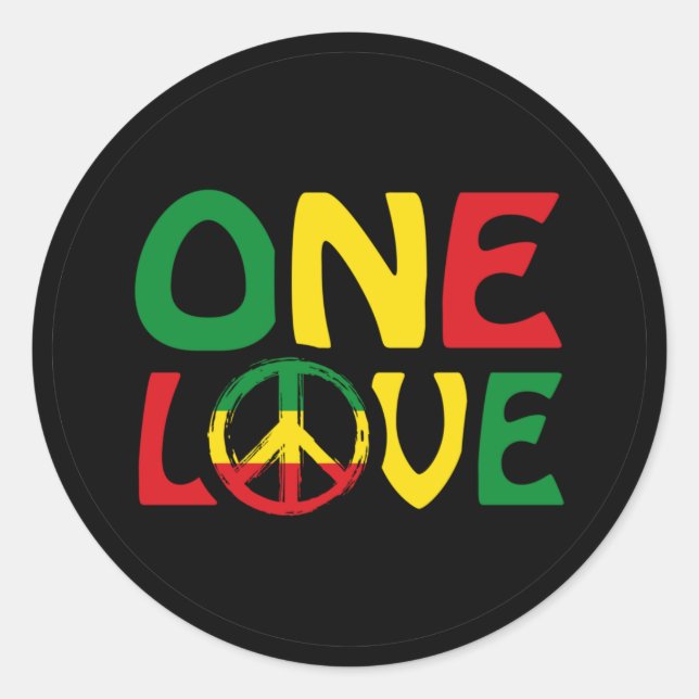 Pegatina Redonda One Love, Reggae design (Anverso)