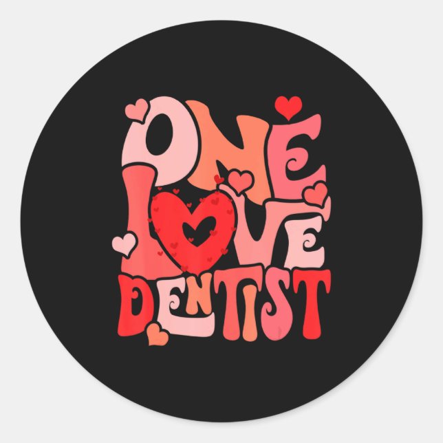 Pegatina Redonda One Loved Dentist Happy Valentine Dentist Dental D (Anverso)