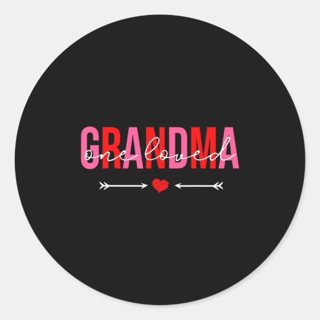 Pegatina Redonda One Loved Grandma Valentines Day Family Matching  (Anverso)