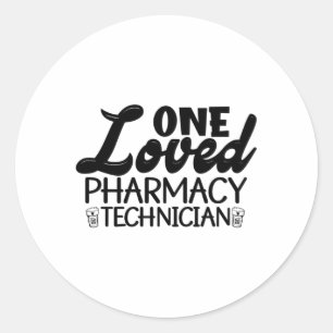Pegatina Redonda One Loved Pharmacy Technician Pharmacist Medicine