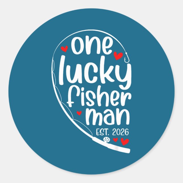 Pegatina Redonda One Lucky Fisher Man 2026 Heart Valentine Matching (Anverso)