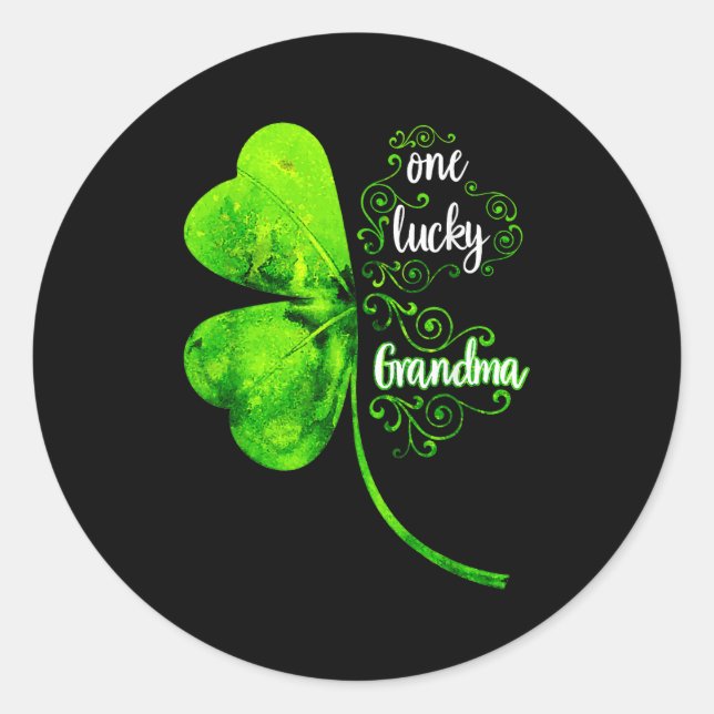 Pegatina Redonda One Lucky Grandma Shamrock Grandma St Patricks Day (Anverso)