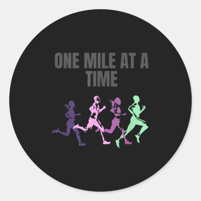 Pegatina Redonda One Mile At A Time Motivation  (Anverso)