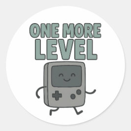 Pegatina Redonda One More Level Cute Retro Gaming Console Cartoon