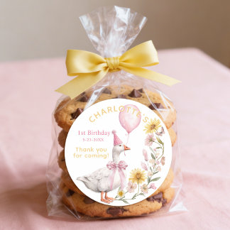 Pegatina Redonda One Silly Goose 1st Birthday Favor Sticker