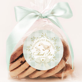 Pegatina Redonda One Silly Goose Gender neutral Sage Birthday