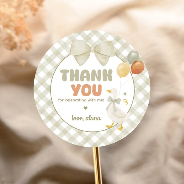 Pegatina Redonda One Silly Goose Spring Birthday (One Silly Goose Birthday Party Sticker)