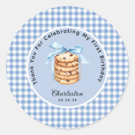 Pegatina Redonda One Smart Cookie Boys First Birday Gracias