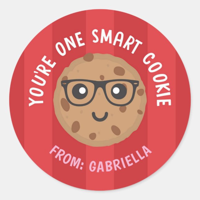 Pegatina Redonda One Smart Cookie Valentine's Day Sticker (Anverso)