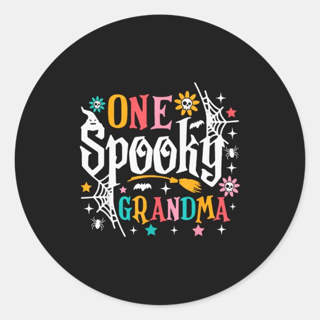 Pegatina Redonda One Soky Grandma Shirt Funny Halloween Soky Grandm (Anverso)