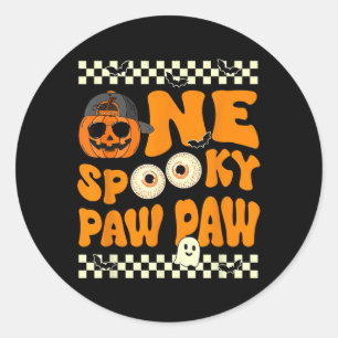 Pegatina Redonda One Spooky Paw Paw First Birday Halloween Jack O