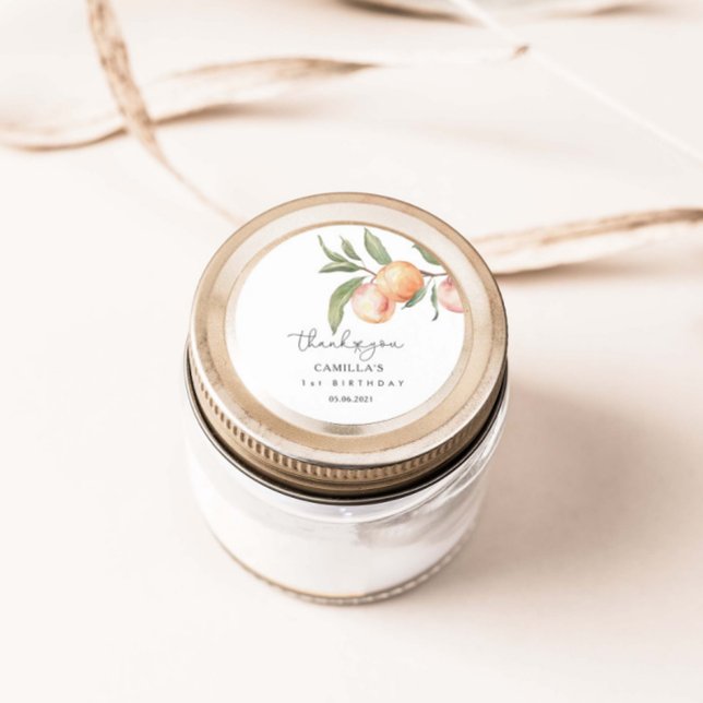Pegatina Redonda One Sweet Peach First Birthday (Subido por el creador)