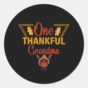 Pegatina Redonda One Thankful Grandma Thanksgiving Nana Grandmother