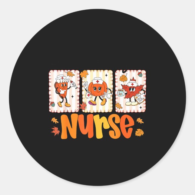 Pegatina Redonda One Thankful Nurse Thanksgiving Turkey Day Nurse G (Anverso)
