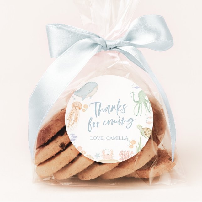 Pegatina Redonda Oneder The Sea 1er Cumpleaños Ocean Animals (Subido por el creador)