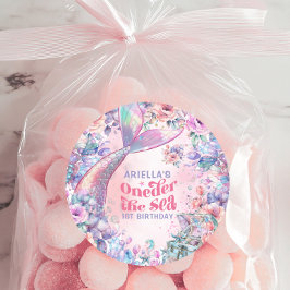 Pegatina Redonda Oneder The Sea Flower Glitter Mermaid Tail