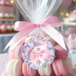 Pegatina Redonda Oneder The Sea Flower Glitter Mermaid Thank you