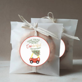 Pegatina Redonda OneMaravilloso Tiempo del Año Rojo coche de coupe 