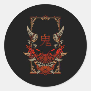Pegatina Redonda Oni Hannya Ghost Japonés