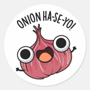 Pegatina Redonda Onion Ha-se-yo Funny Pun Coreano