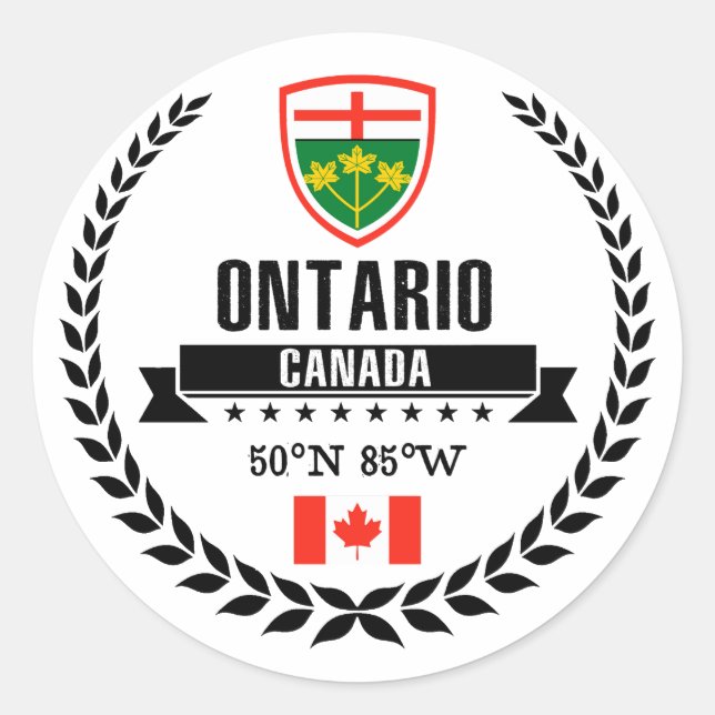 Pegatina Redonda Ontario (Anverso)
