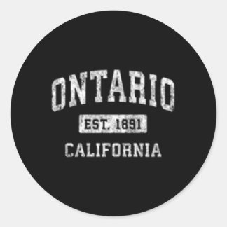 Pegatina Redonda Ontario California Ca Estableció Deportes