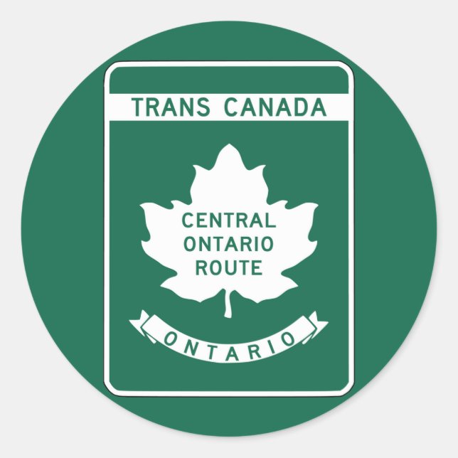 Pegatina Redonda Ontario, Rótulo de la autopista Trans-Canada (Anverso)