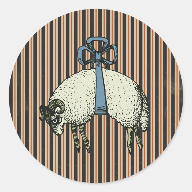 Pegatina Redonda OPCIONES DE DISEÑADOR DE OVINOS DE bonito Bow~ Peg (Anverso)