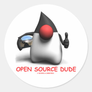 Pegatina Redonda Open Source Dude (duque de desarrolladores de soft