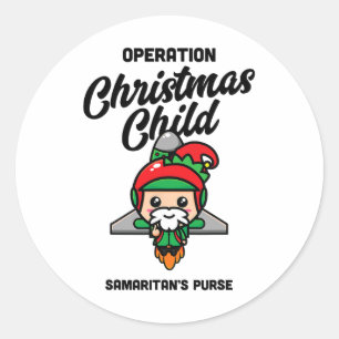 Pegatina Redonda Operación Niño de Navidad Bolsa del Samaritano Cri
