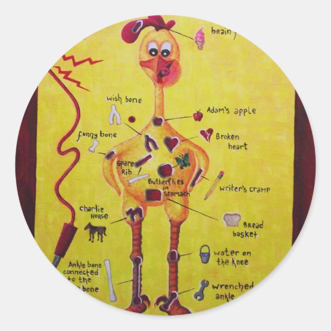 Pegatina Redonda Operación Pollo de goma (Anverso)