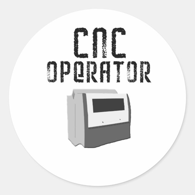 Pegatina Redonda Operador CNC Machinist (Anverso)