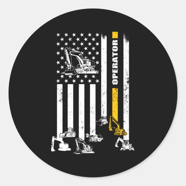 Pegatina Redonda Operador De Equipamiento Pesado Operador De Bander (Anverso)