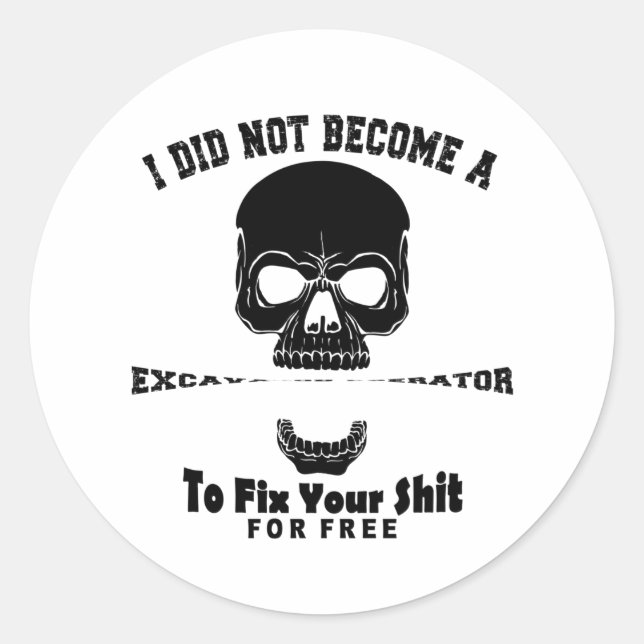 Pegatina Redonda Operador de excavador (Anverso)