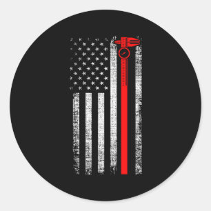 Pegatina Redonda Operador De Máquinas Cnc Patriótico Mamáes De Band