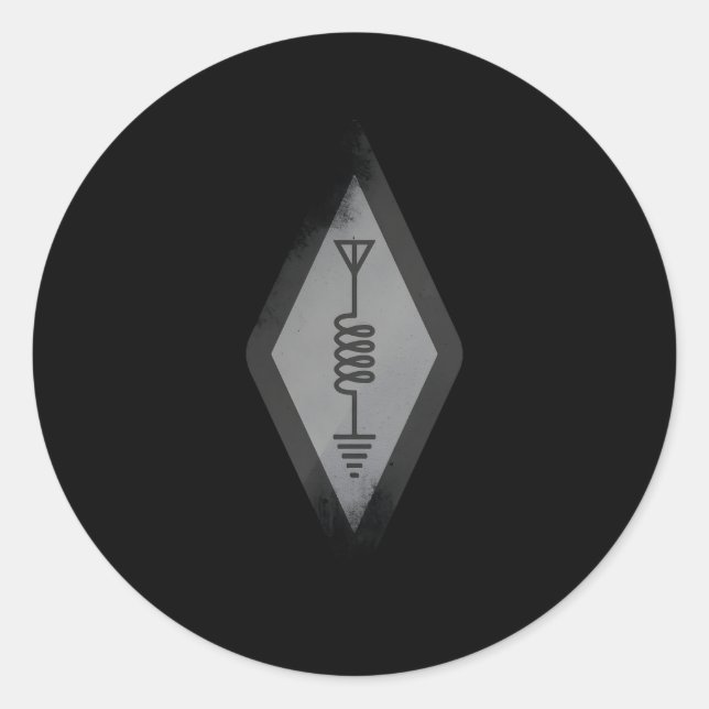 Pegatina Redonda Operador de Símbolos de Radio Internacional Amateu (Anverso)