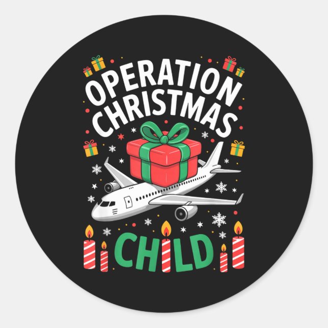 Pegatina Redonda Operation Christmas Child Family Matching Xmas Fun (Anverso)