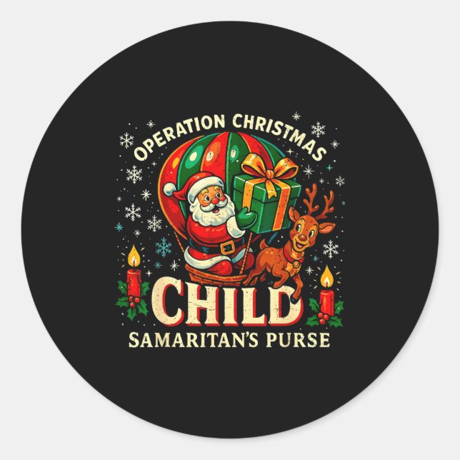 Pegatina Redonda Operation Christmas Child Samaritan’s Purse Balloo (Anverso)
