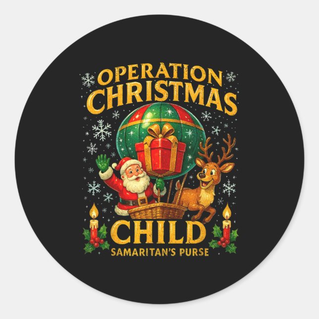 Pegatina Redonda Operation Christmas Child Samaritan’s Purse Balloo (Anverso)