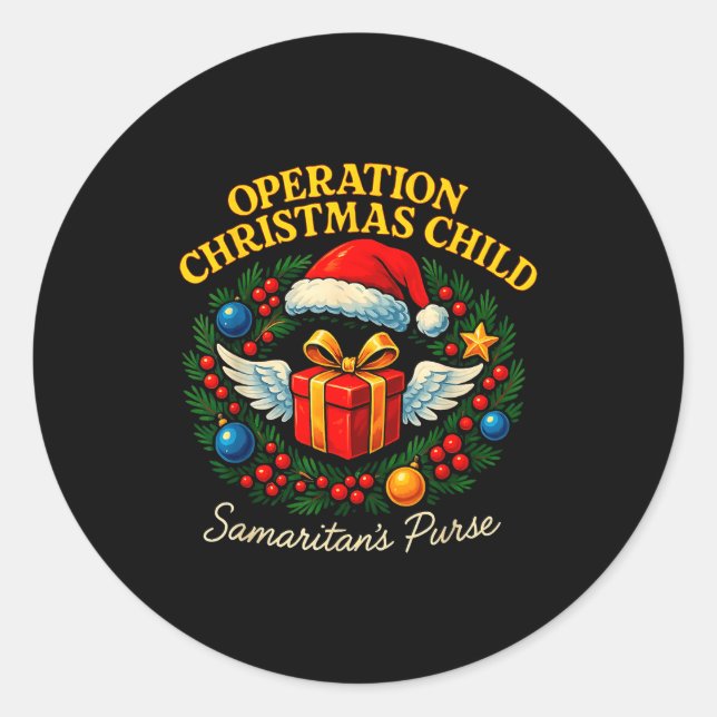Pegatina Redonda Operation Christmas Child Samaritan’s Purse Xmas D (Anverso)