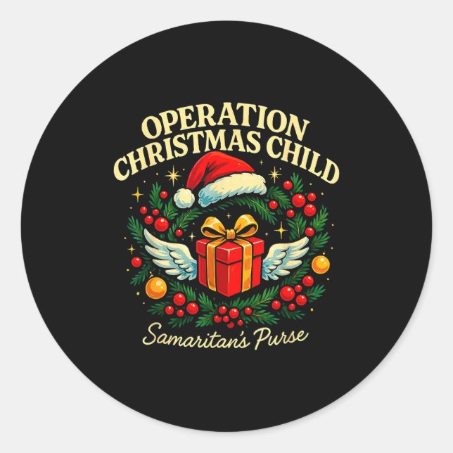 Pegatina Redonda Operation Christmas Child Samaritan’s Purse Xmas D (Anverso)