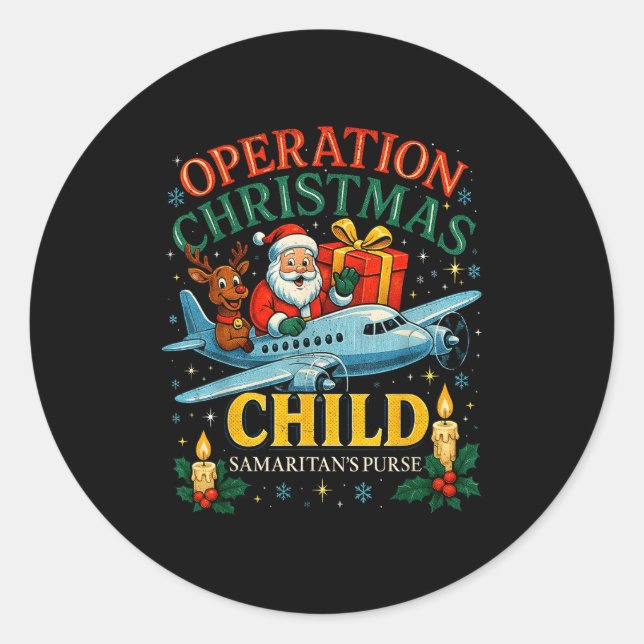 Pegatina Redonda Operation Christmas Child Samaritan’s Purse Xmas D (Anverso)