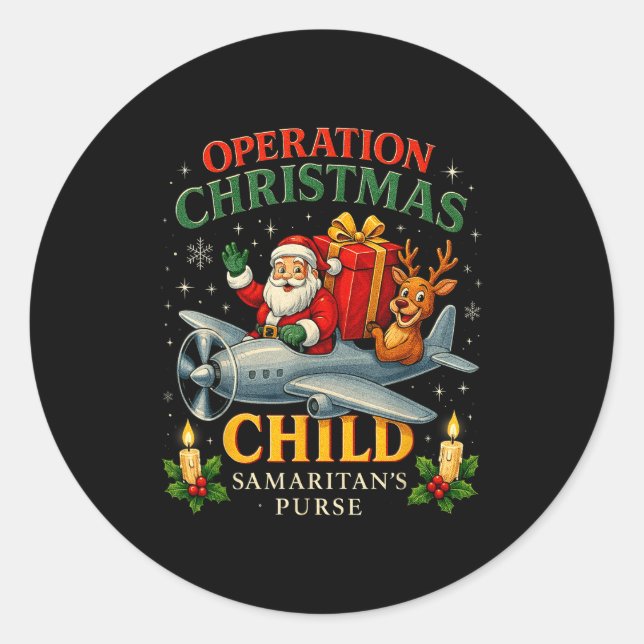 Pegatina Redonda Operation Christmas Child Samaritan’s Purse Xmas D (Anverso)